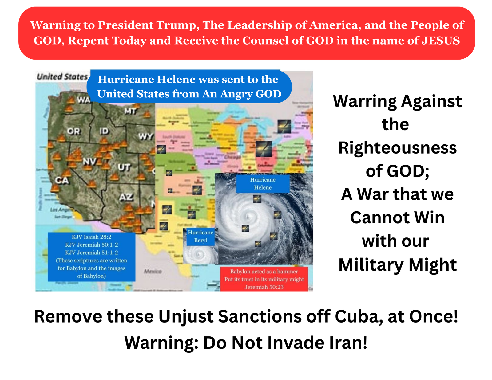 Warning to President, the Leadership of America, and the People of GOD Repent Today, and Receive the Counsel of GOD in the Name of JESUS